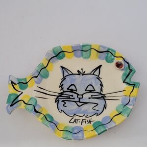 The Clay Place 93' Colorful Cat Fish Ceramic Plate